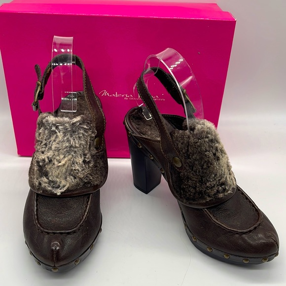Materia Prima Ruga Kena Shearling Brown Mules Size 37 - Picture 2 of 11